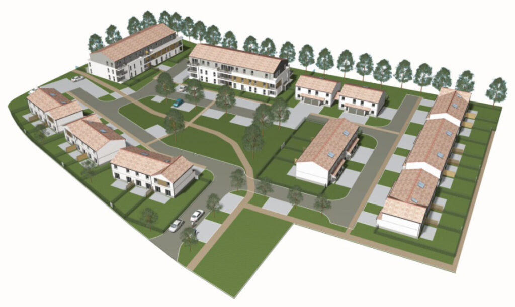 Vue aérienne 3D de bâtiments